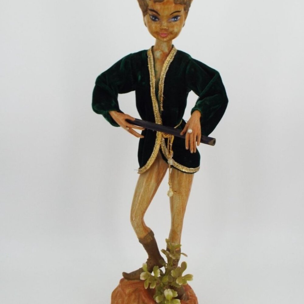 Vintage MCM Hollywood Regency 18" Pixie Elf Sculpture Figurine Hong Kong